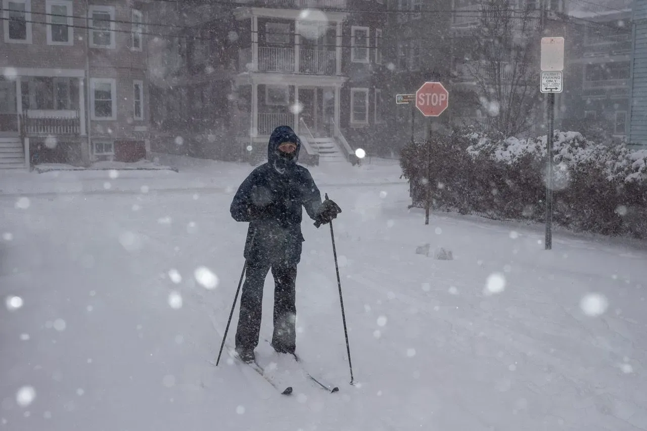 XC skier on Josephine Ave
